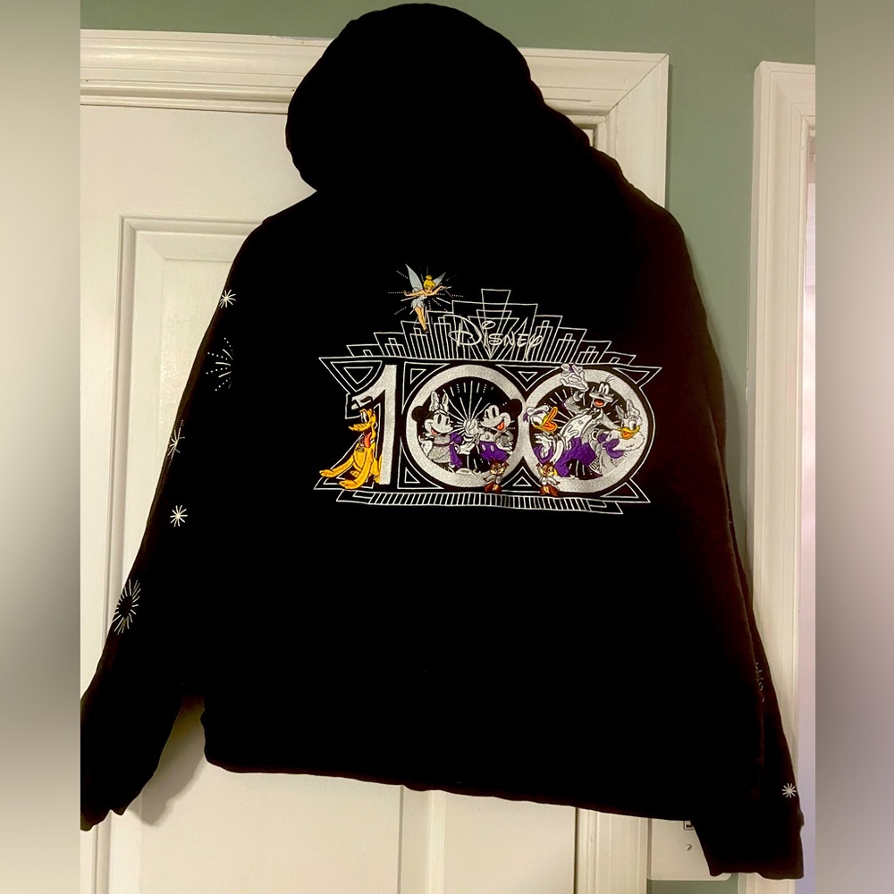 Disney100 Disney 100 Mickey and Friends Embroidered Zip Up Hoodie EUC art deco